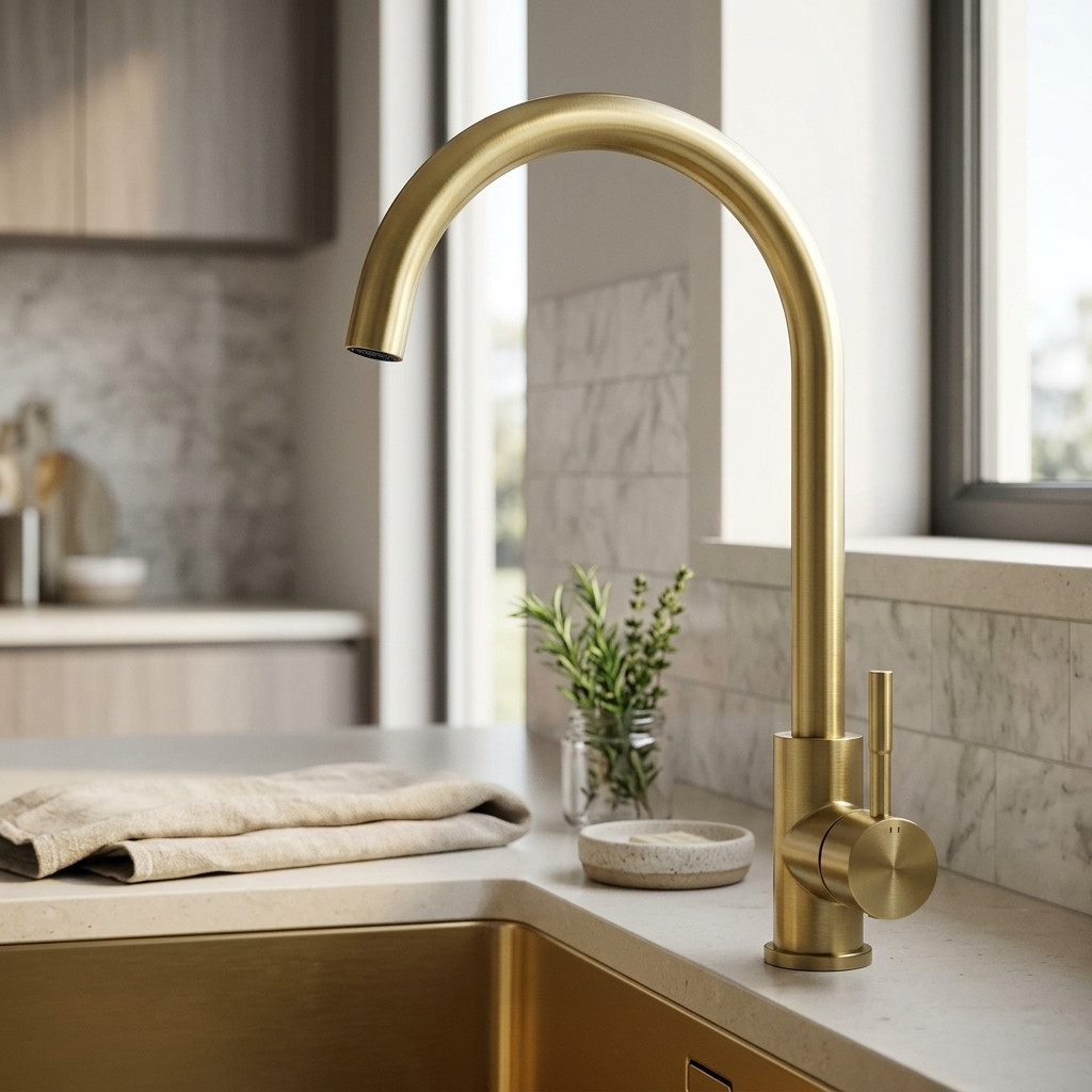 Pure.Sink Elite Steel Stream keittiöhana PVD harjattu kulta PS8044-60